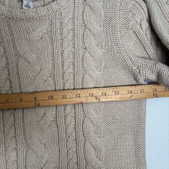 L.L. Bean Cream Cable Knit Crew Neck Sweater - Picture 5 of 11